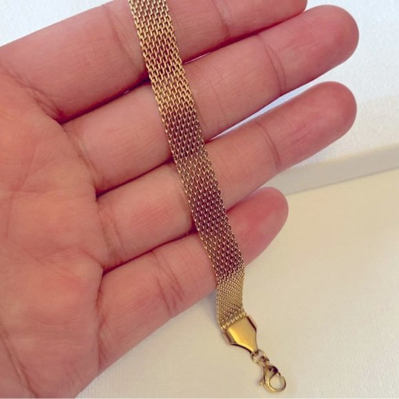 18K Gold Plated Vintage Mesh Link Bracelet - Picture 8 of 13